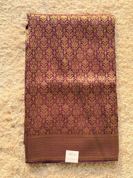 Banarasi Pure Crepe Deep Violet Brocade Saree - TN334