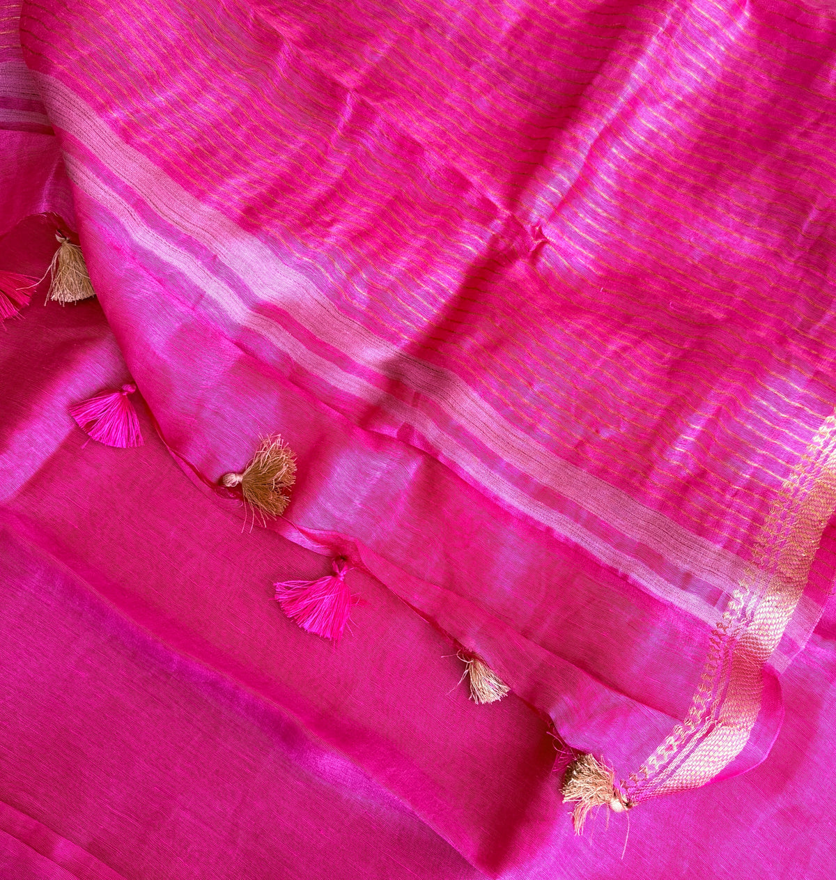 Pink Pure Linen Sare - TN340
