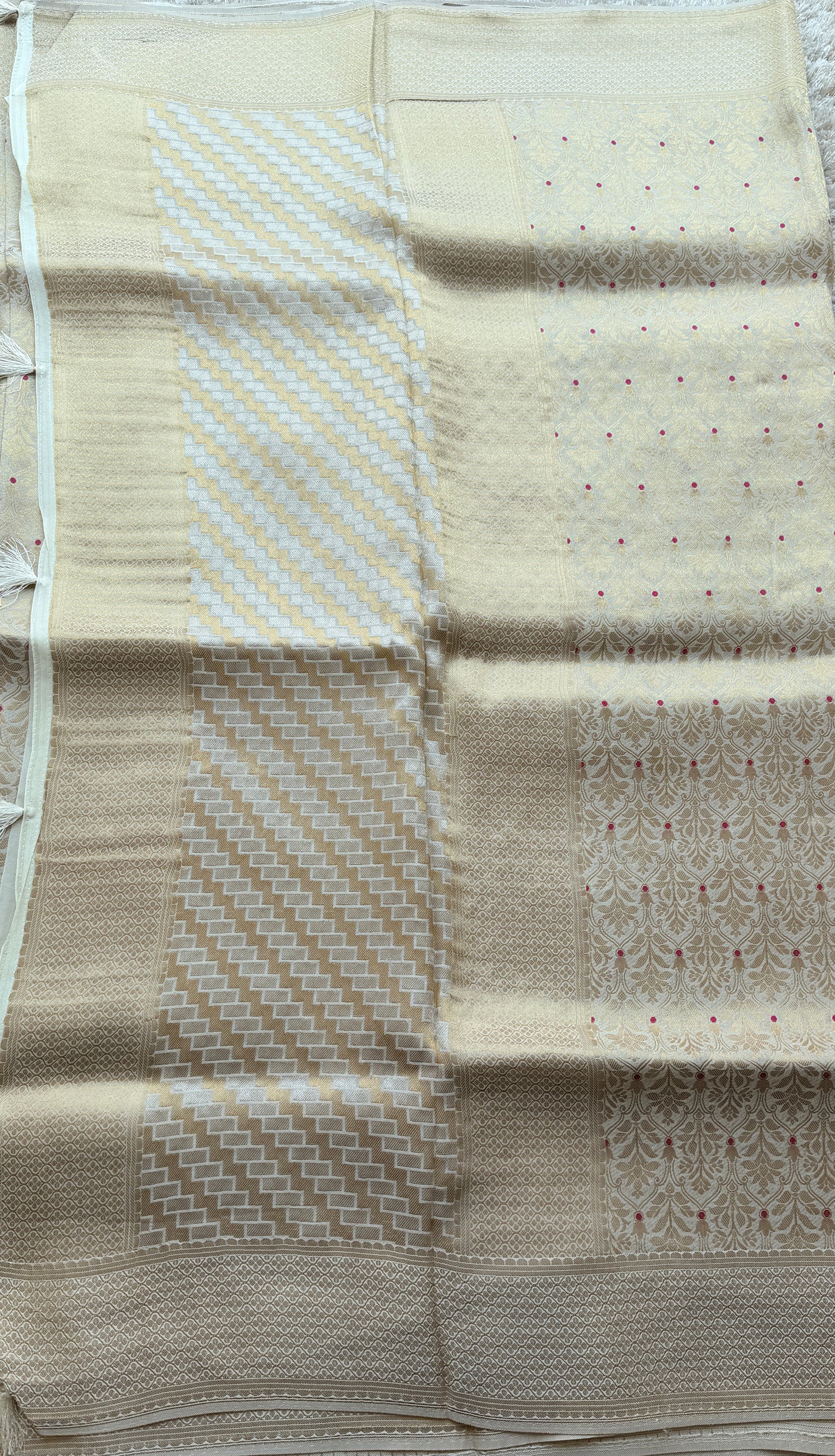 Banarasi Pure Crepe Beige Brocade Saree - TN335
