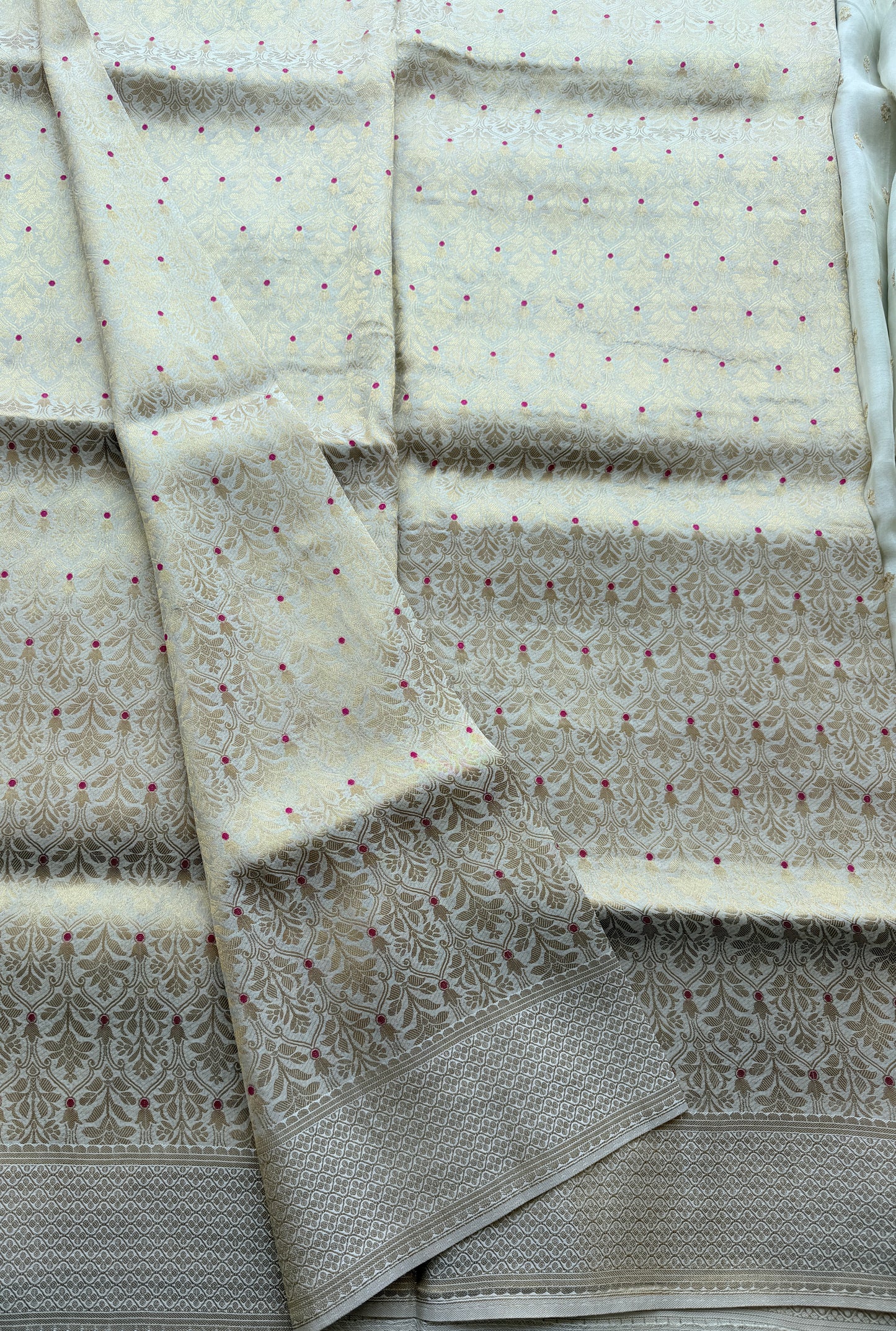 Banarasi Pure Crepe Beige Brocade Saree - TN335