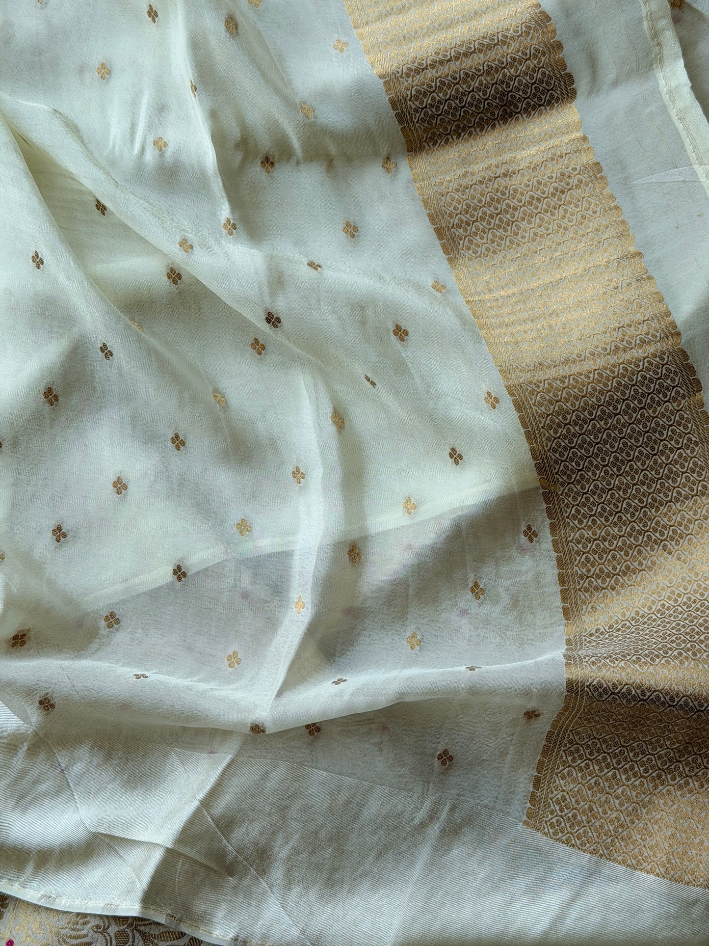 Banarasi Pure Crepe Beige Brocade Saree - TN335