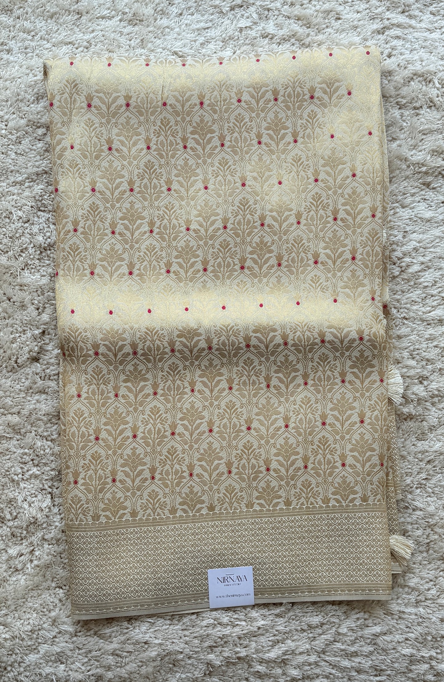 Banarasi Pure Crepe Beige Brocade Saree - TN335