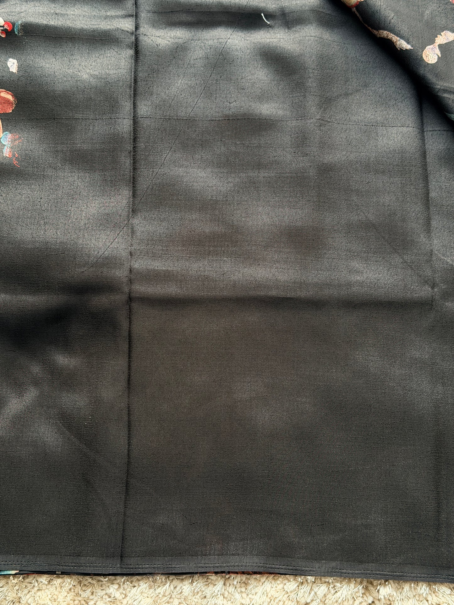 Black Soft Satin Saree - TN338