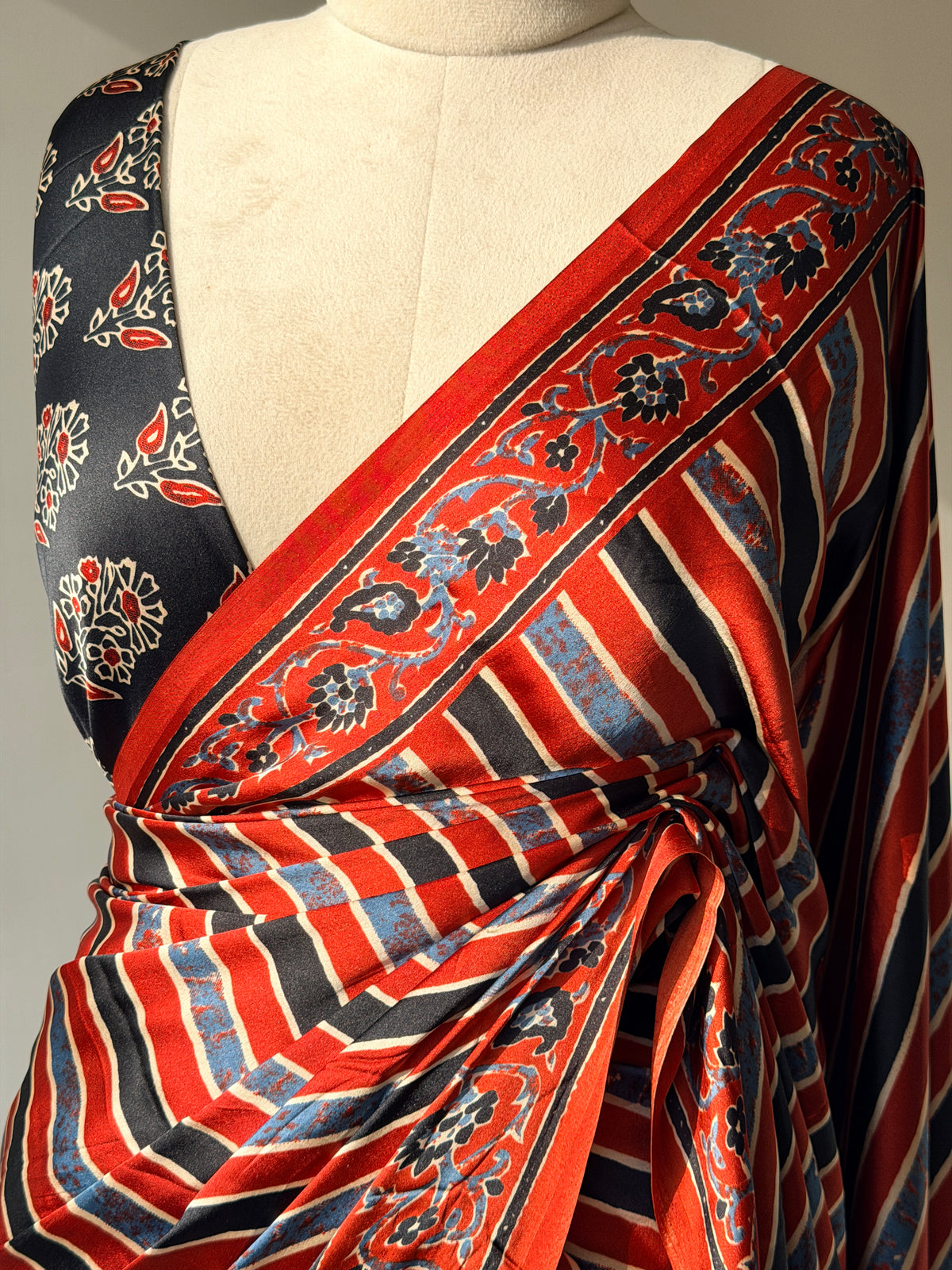 Modal silk saree (red and black) - TN419