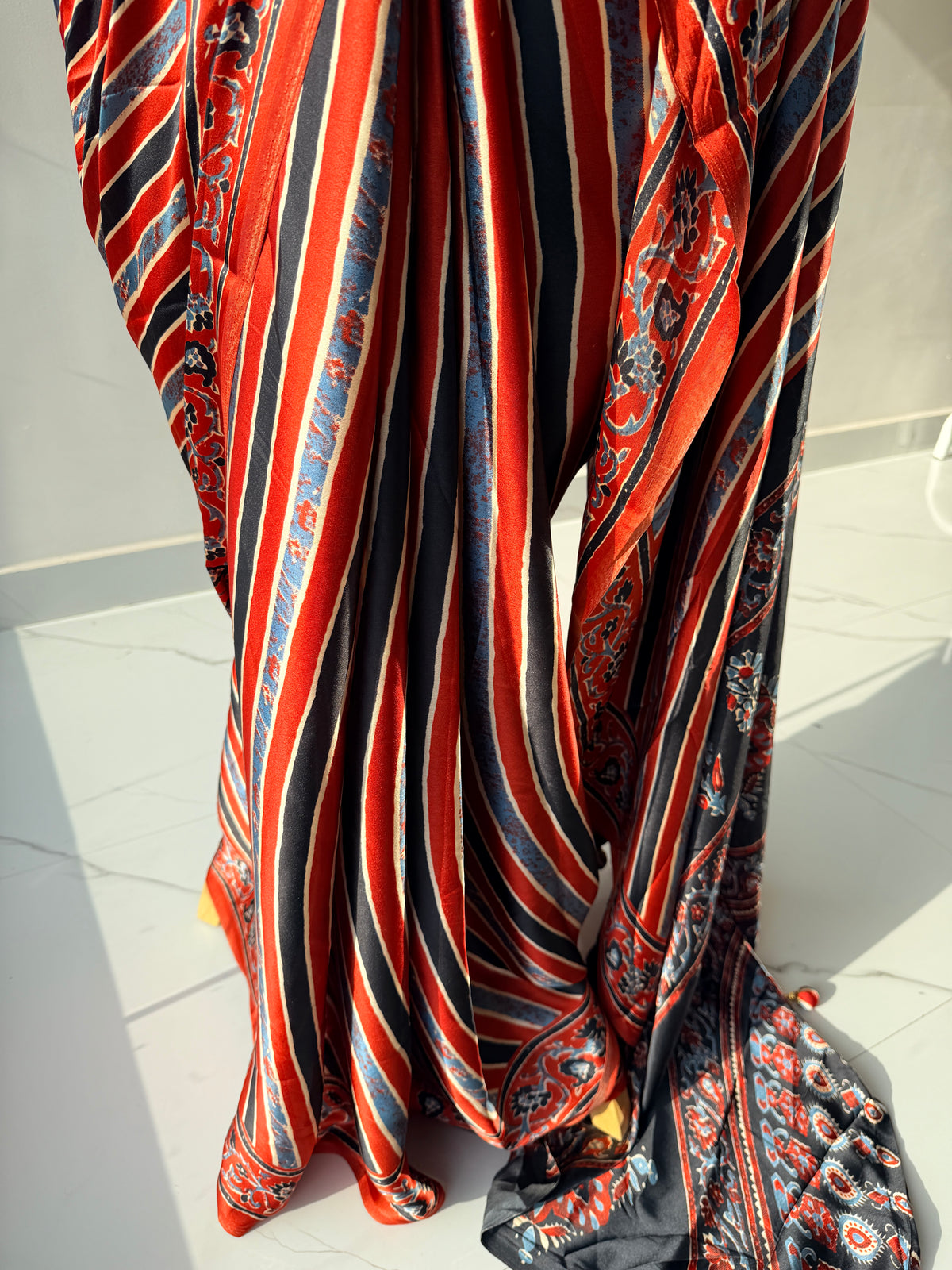 Modal silk saree (red and black) - TN419