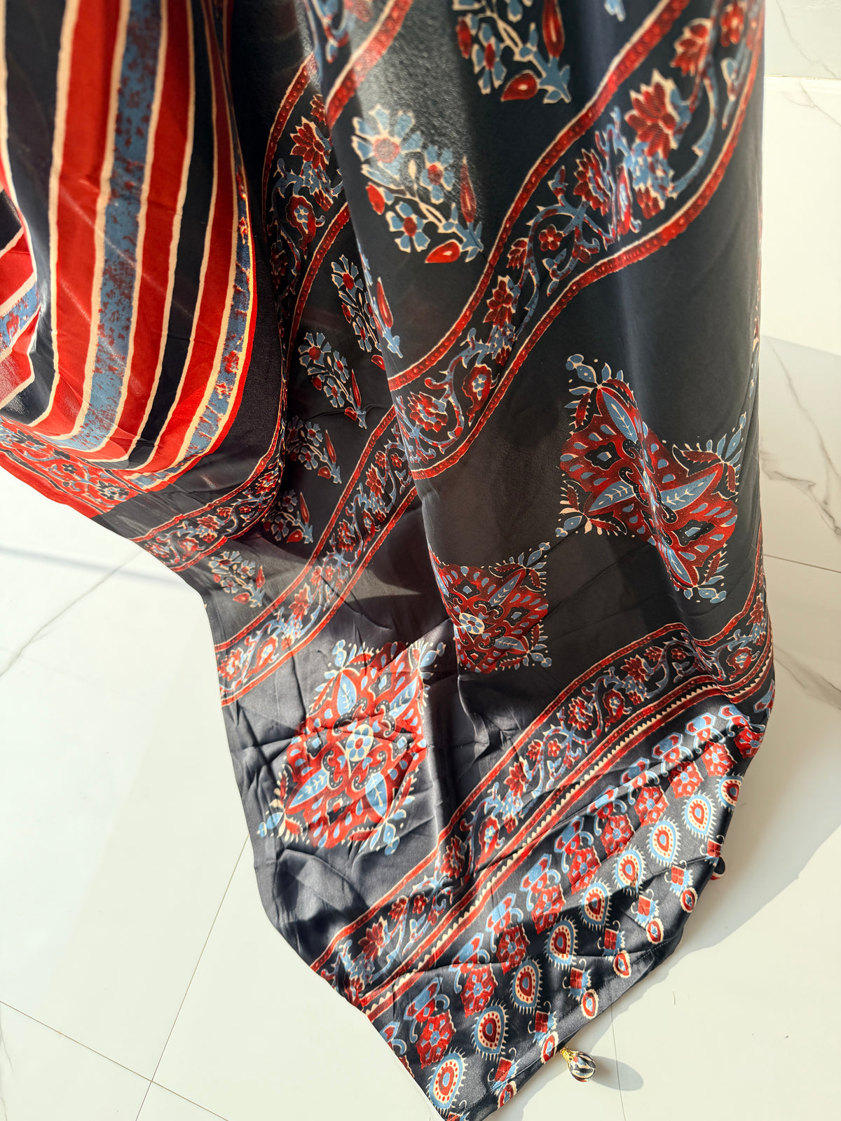 Modal silk saree (red and black) - TN419