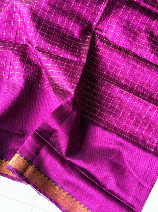 Handwoven Mangalagiri Pattu (Magenta) - TN346