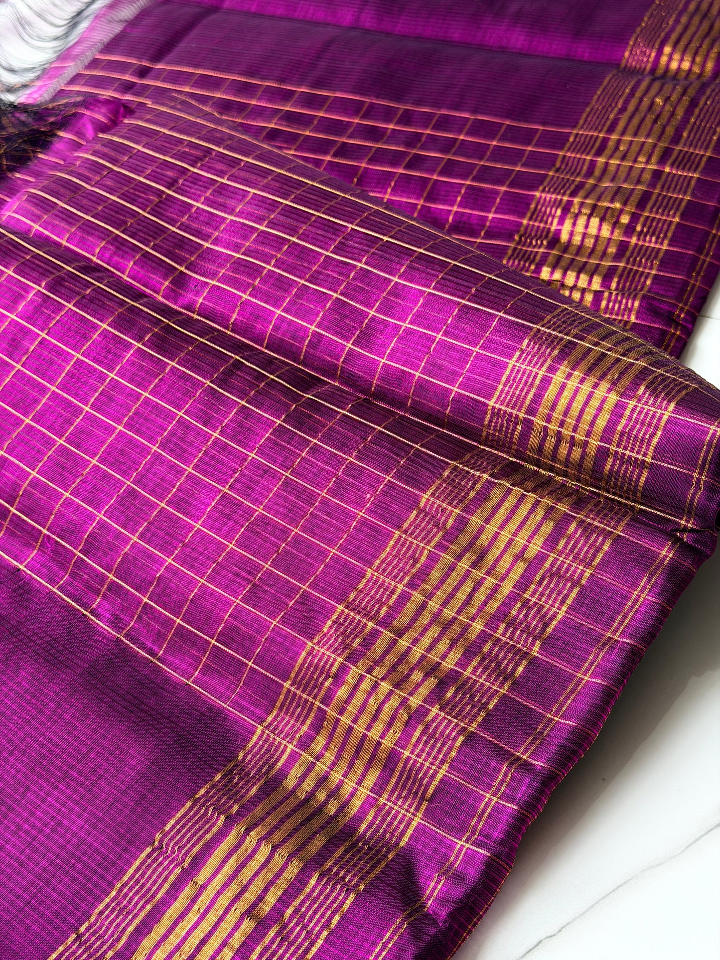 Handwoven Mangalagiri Pattu (Magenta) - TN346