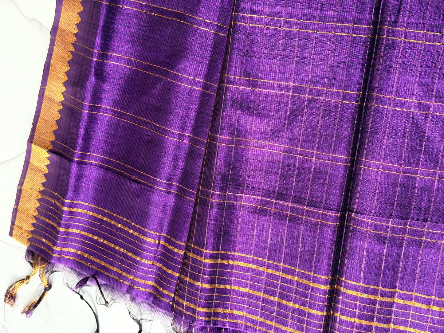 Handwoven Mangalagiri Pattu (Purple) TN347