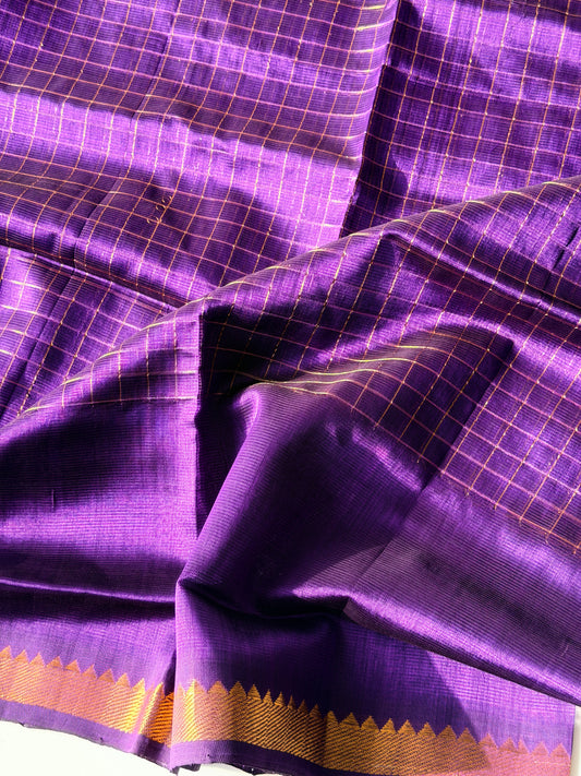 Handwoven Mangalagiri Pattu (Purple) TN347