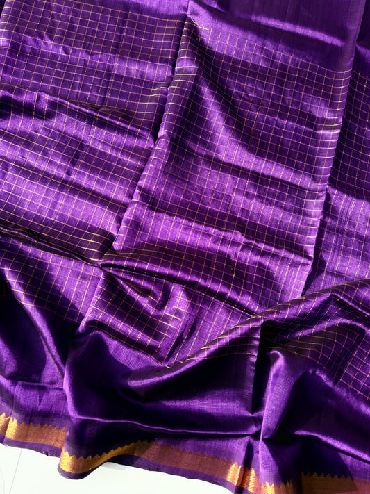 Handwoven Mangalagiri Pattu (Purple) TN347