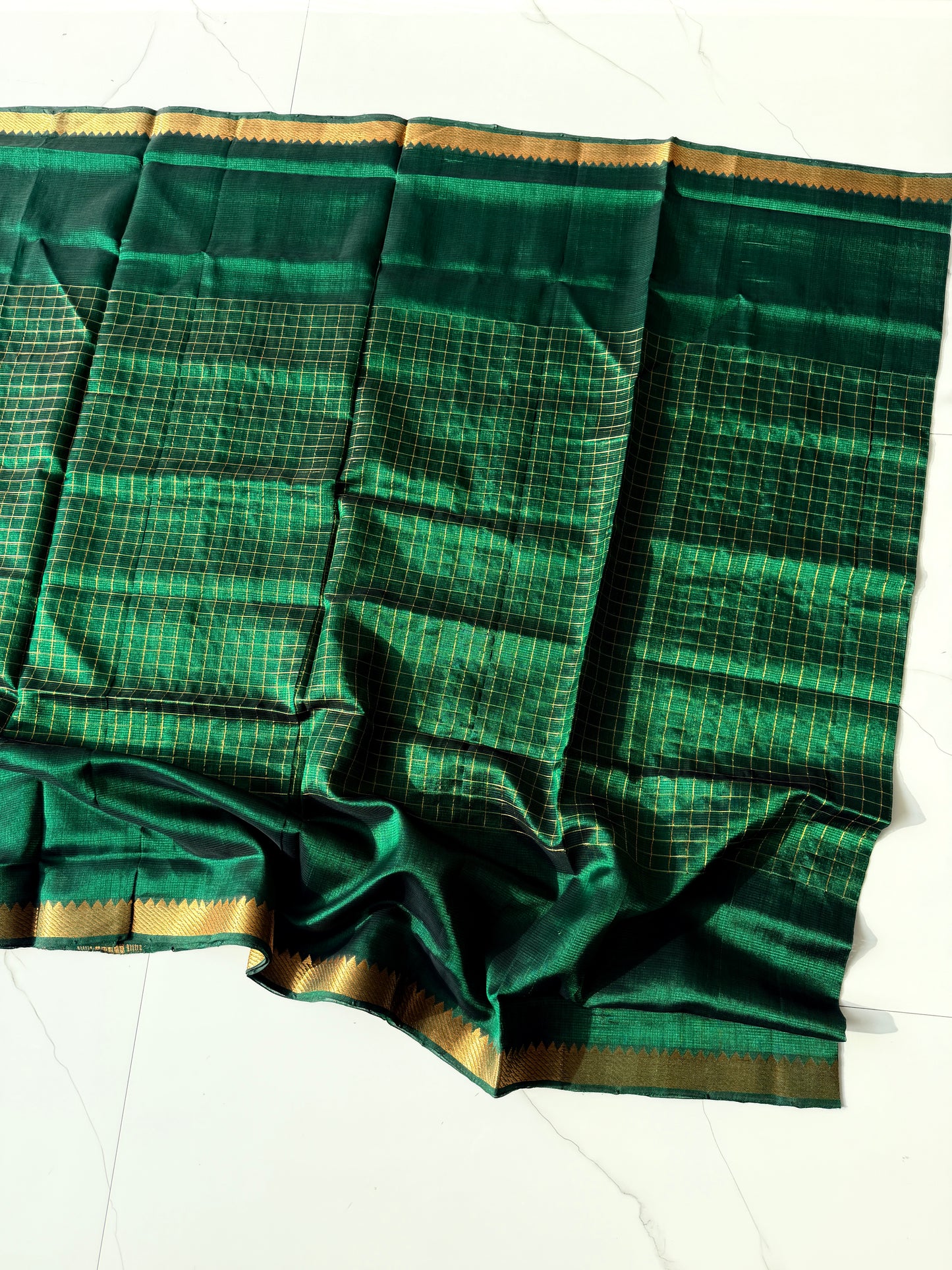 Handwoven Mangalagiri Pattu (Green) - TN348