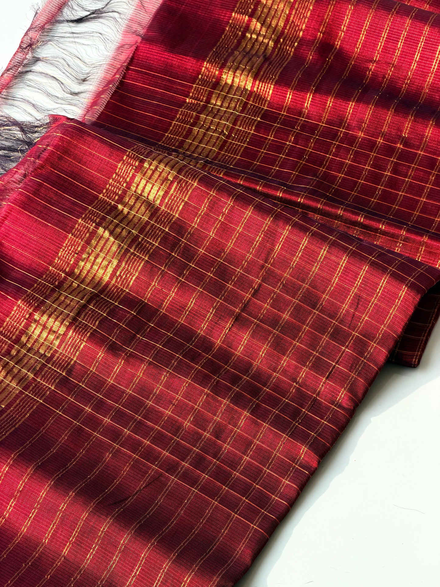 Handwoven Mangalagiri Pattu (Maroon) - TN349