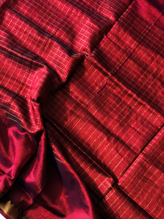 Handwoven Mangalagiri Pattu (Maroon) - TN349