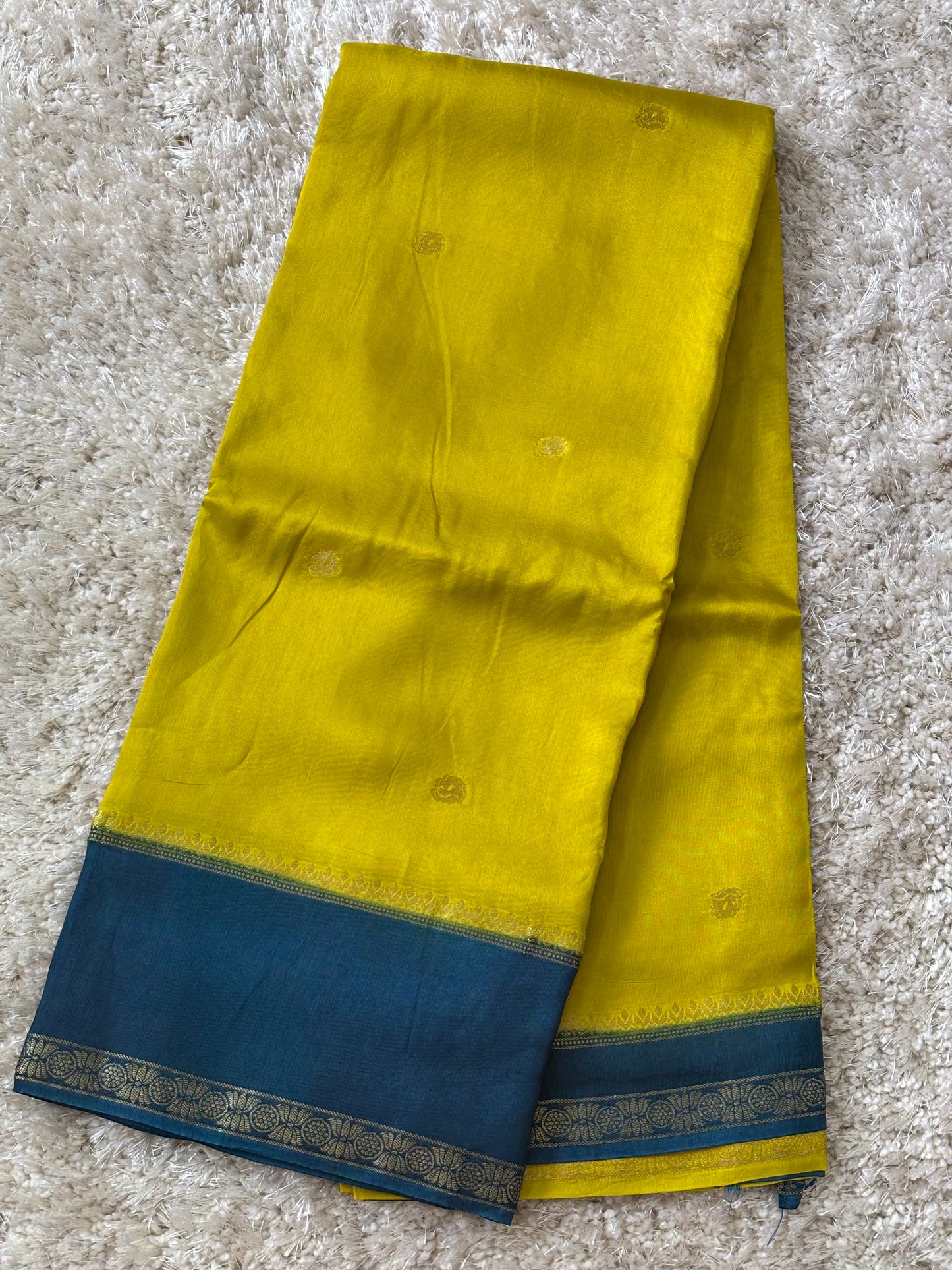 Dola Silk : Lime yellow & Teal - TN055