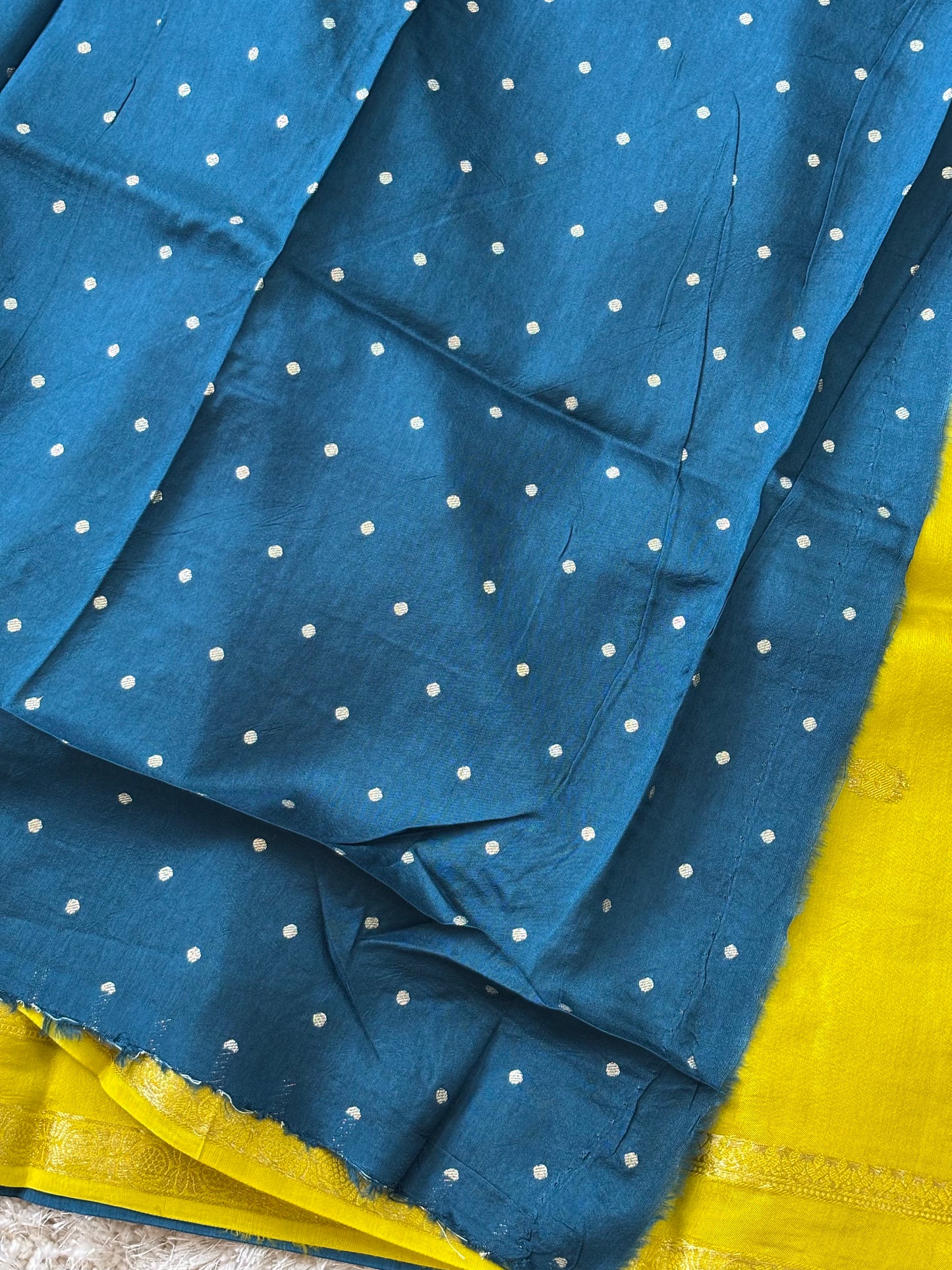 Dola Silk : Lime yellow & Teal - TN055