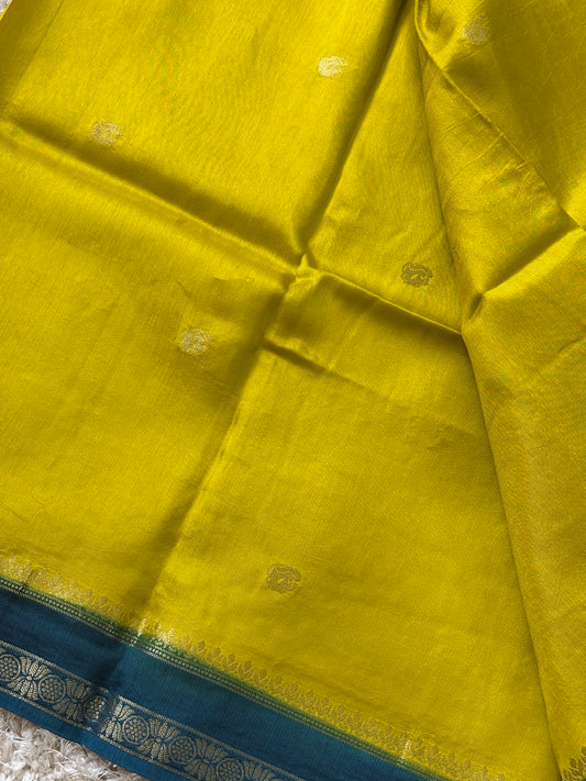 Dola Silk : Lime yellow & Teal - TN055