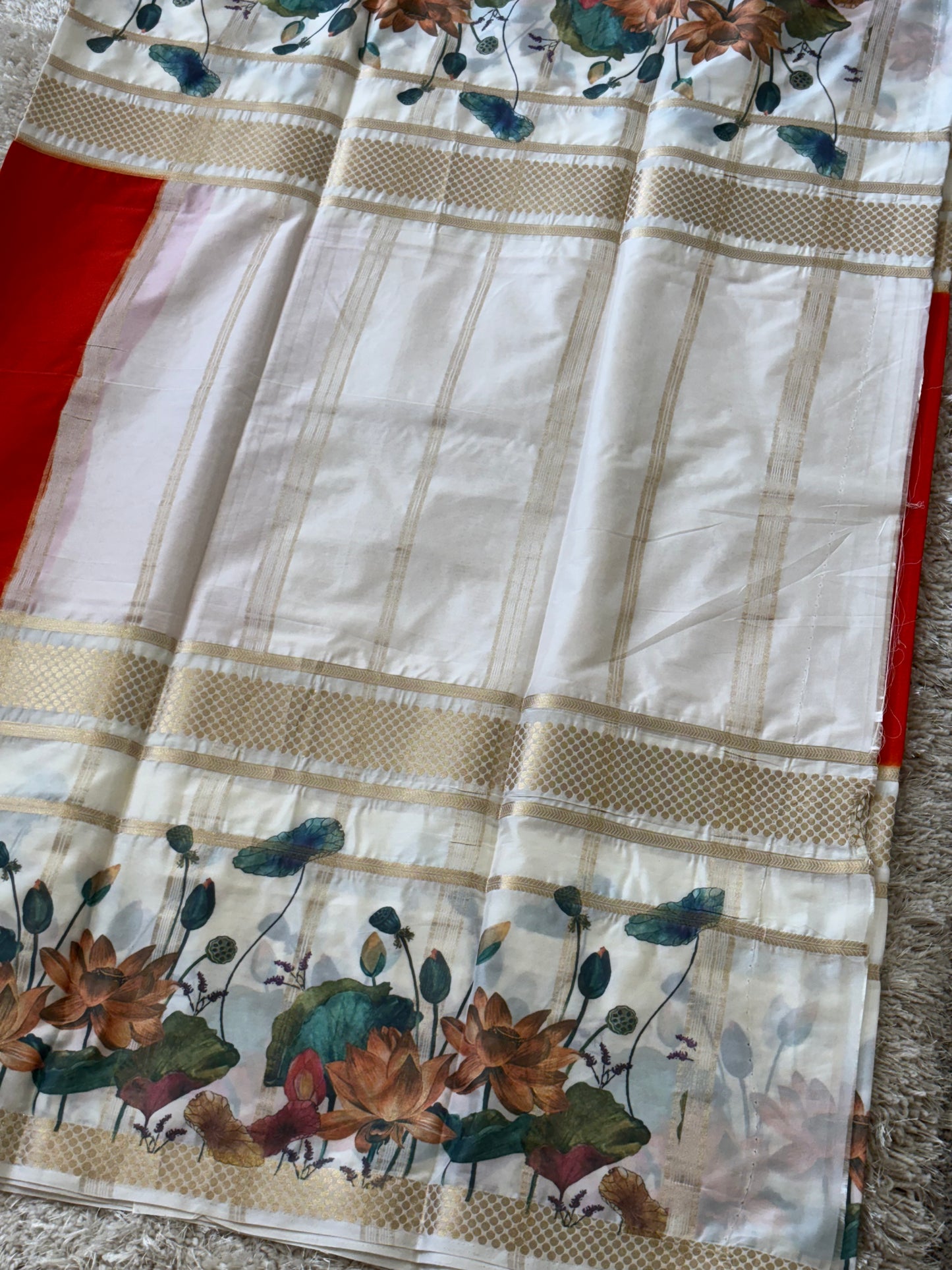 Semi Mysore Crepe Silk : Orange - TN069