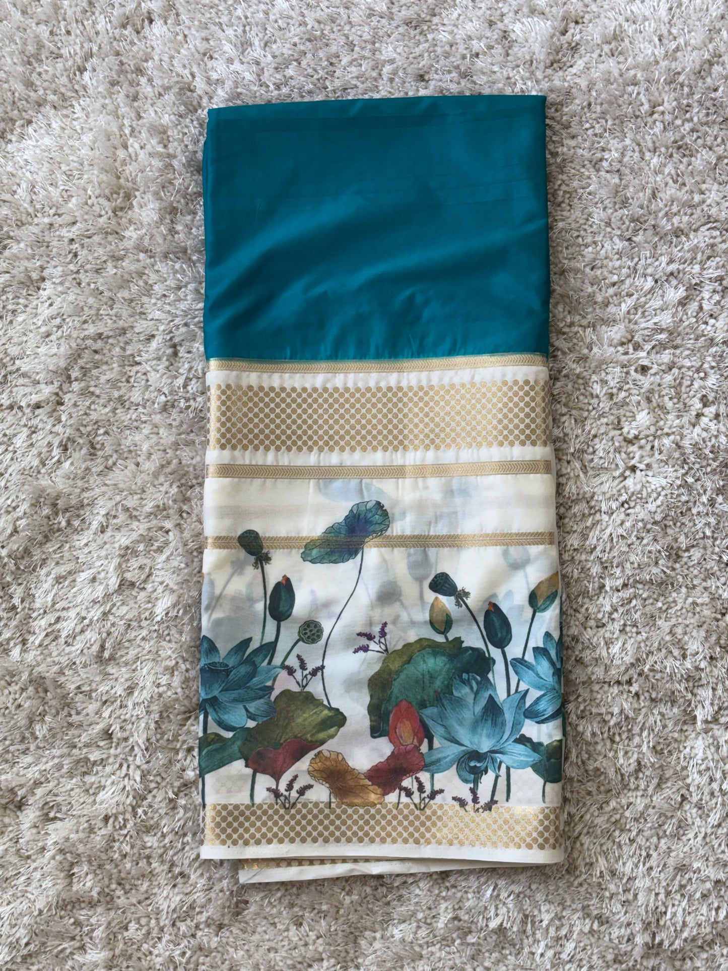 Semi Mysore Crepe Silk : Blue - TN070