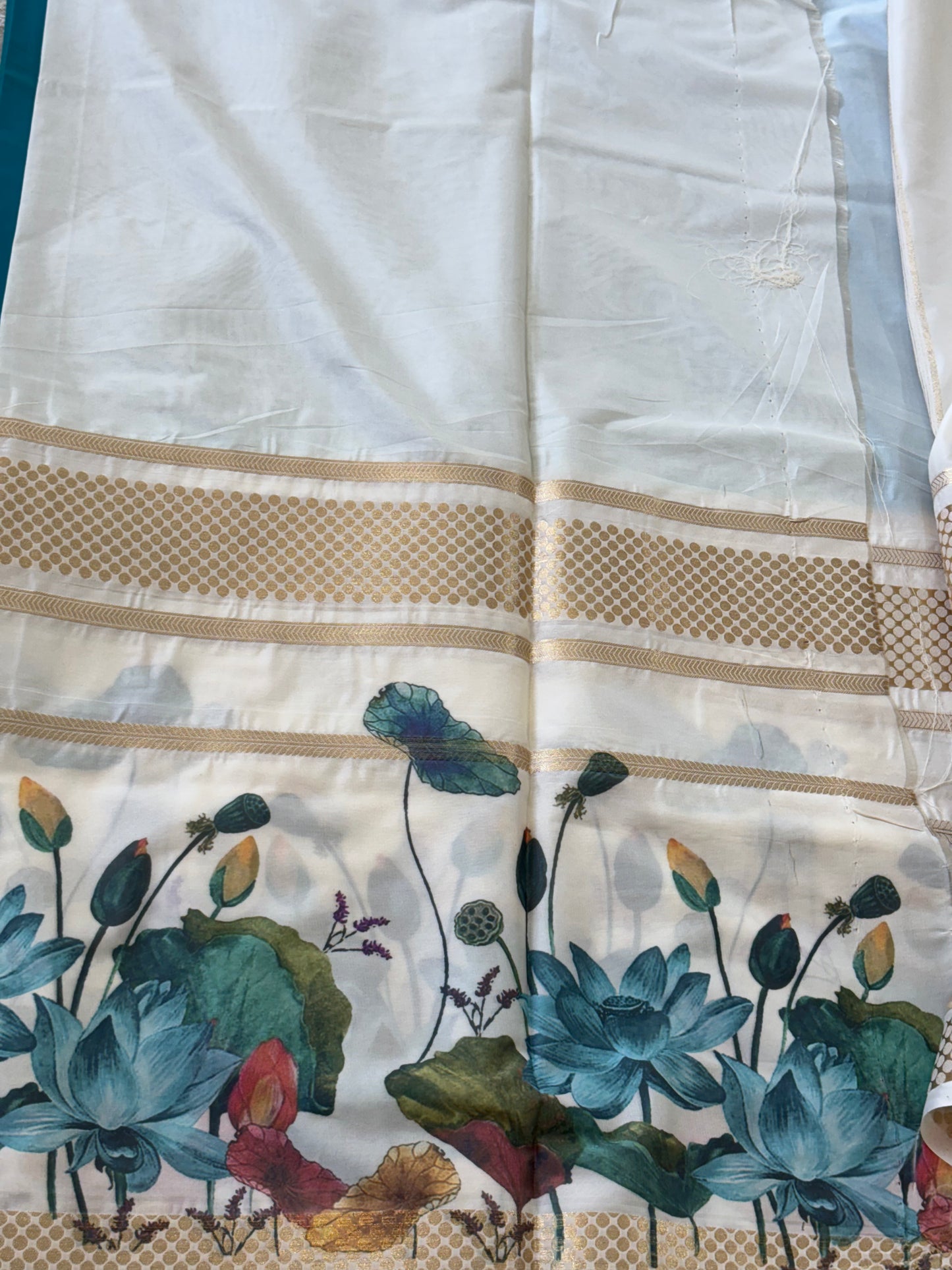 Semi Mysore Crepe Silk : Blue - TN070