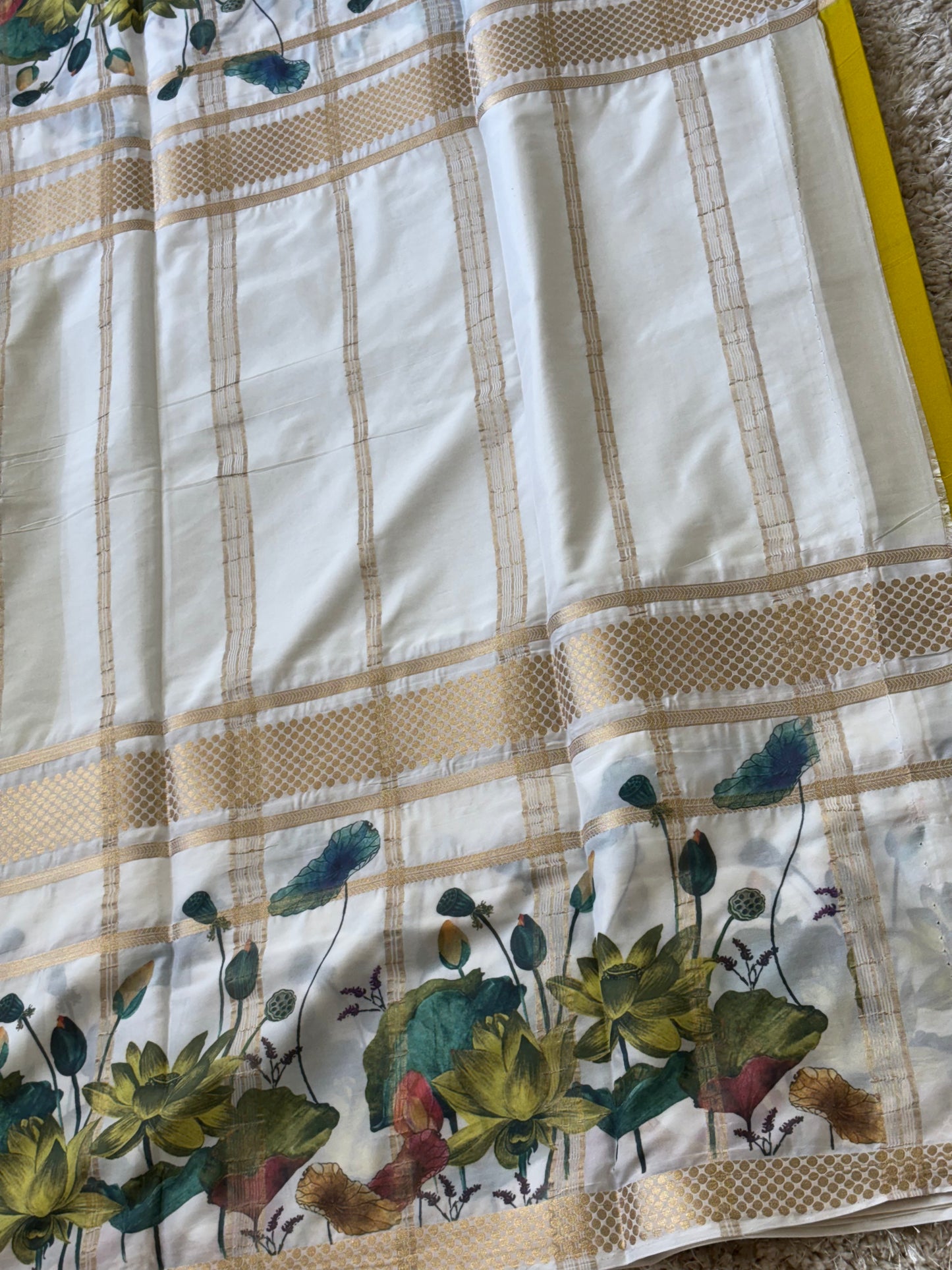 Semi Mysore Crepe Silk : Yellow - TN072