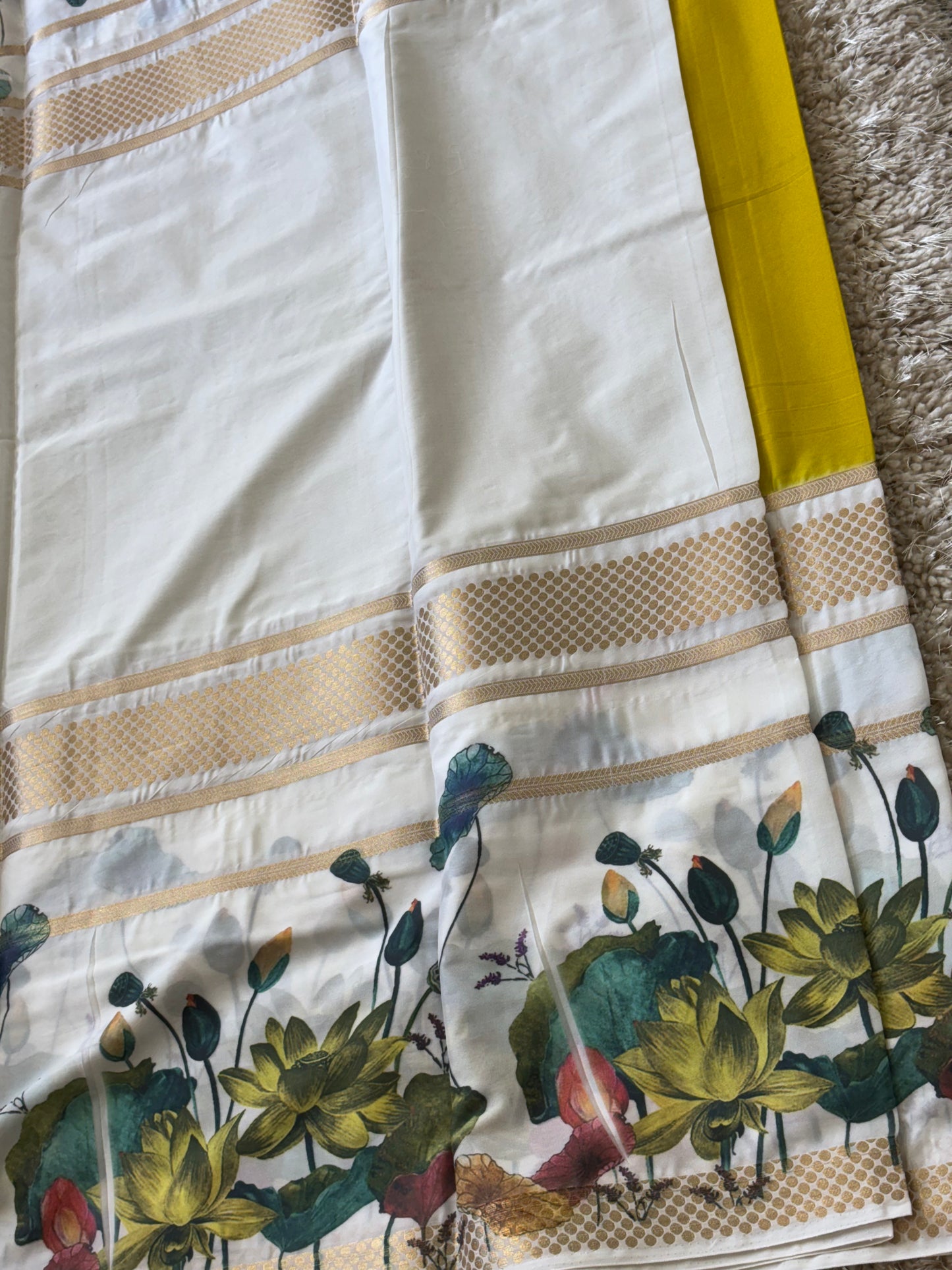 Semi Mysore Crepe Silk : Yellow - TN072