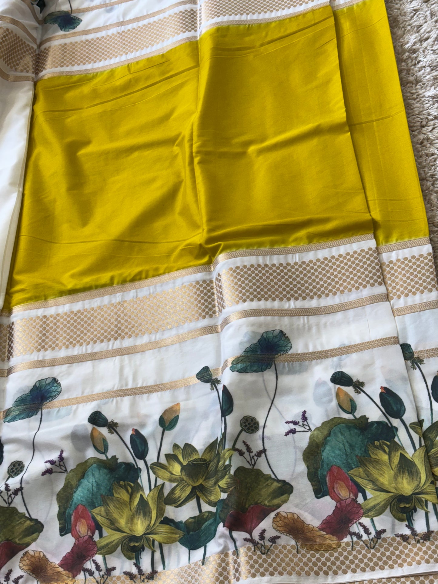 Semi Mysore Crepe Silk : Yellow - TN072