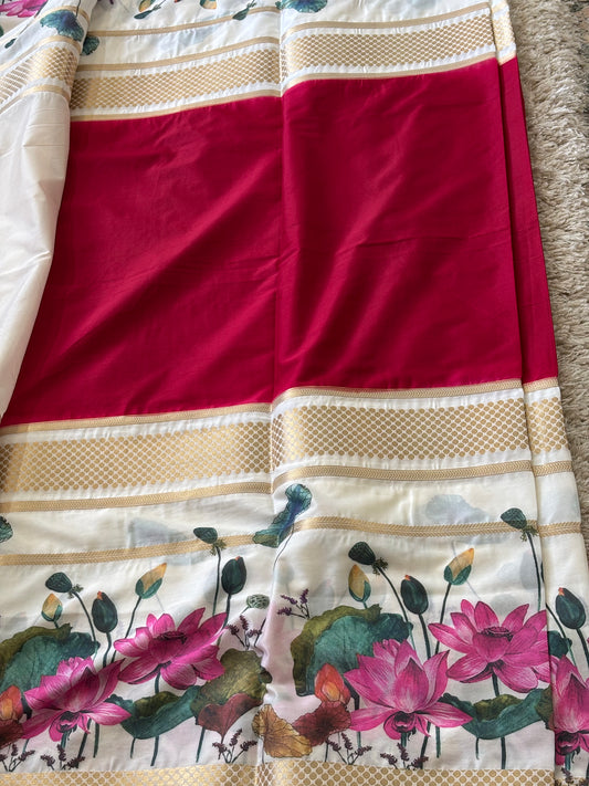 Semi Mysore Silk Saree : Red - TN073