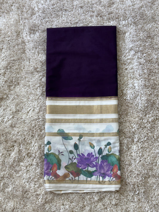 Semi Mysore Crepe Silk : Deep Violet - TN074