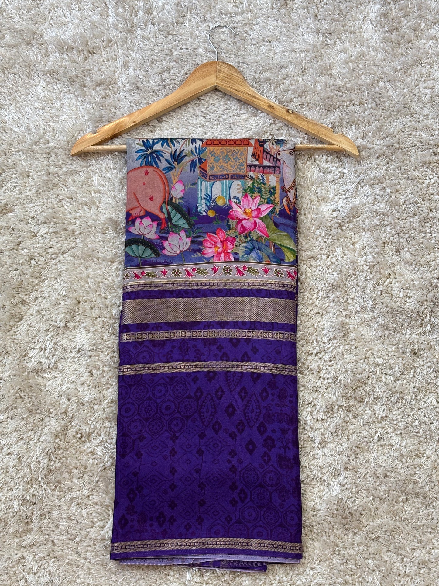 Digital Print Crepe Silk : Violet - TN083