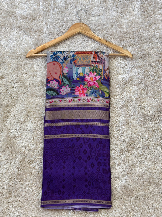 Digital Print Crepe Silk : Violet - TN083