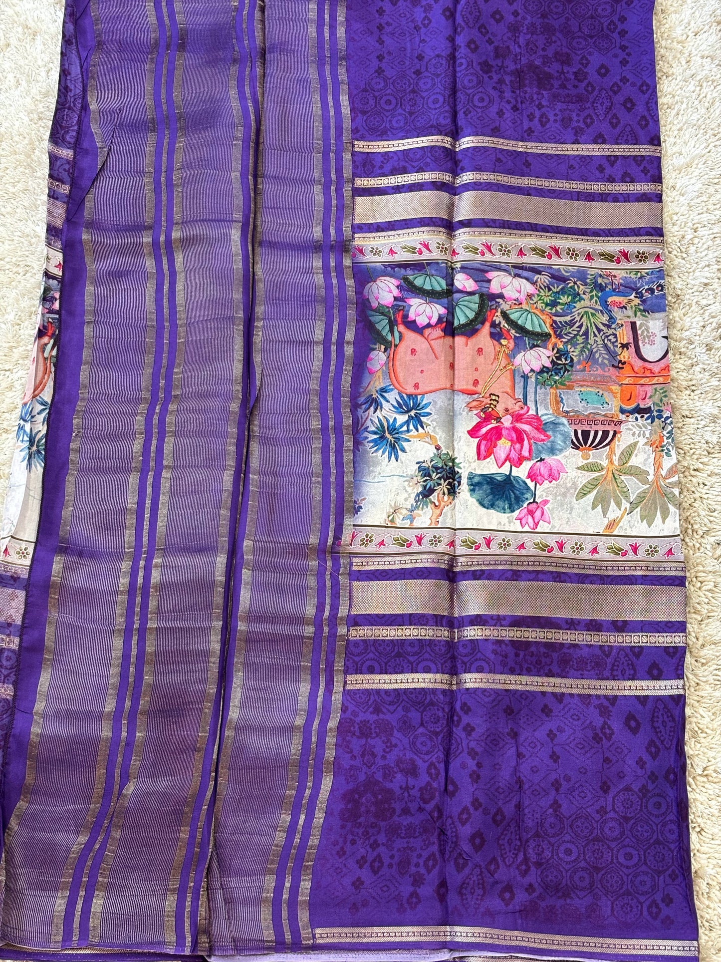 Digital Print Crepe Silk : Violet - TN083