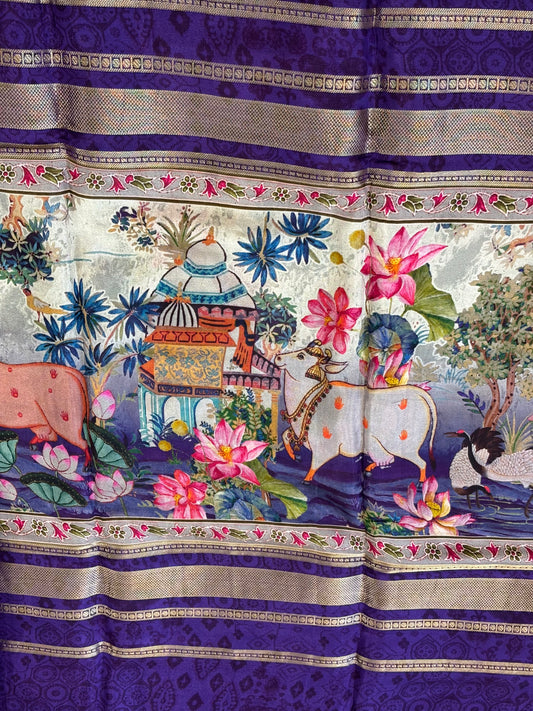 Digital Print Crepe Silk : Violet - TN083