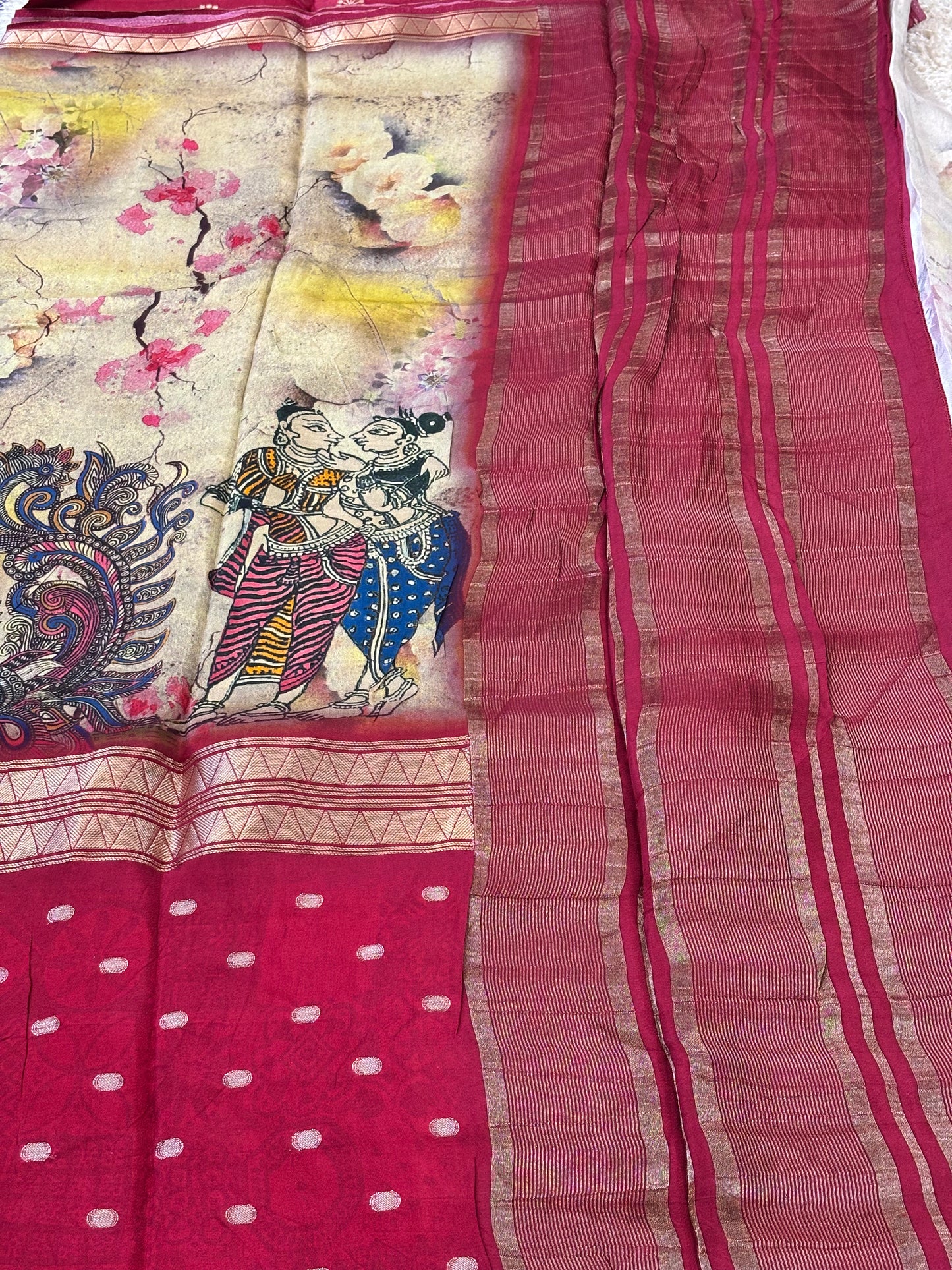 Digital Print Crepe Silk : Red - TN084