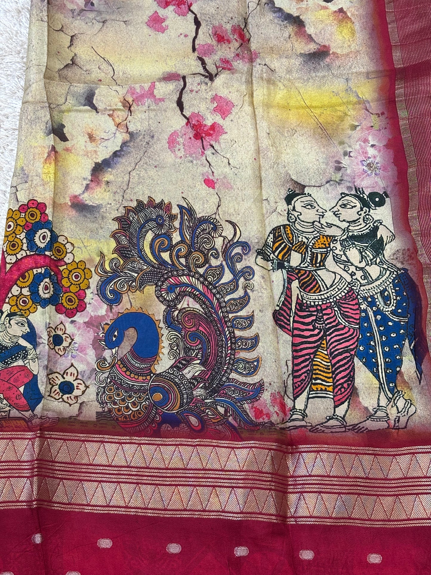 Digital Print Crepe Silk : Red - TN084