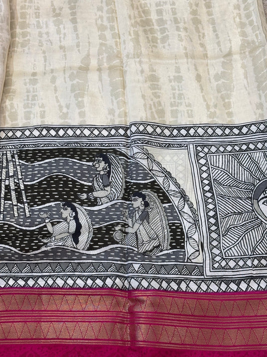 Digital Print Crepe Silk : Pink & White - TN087