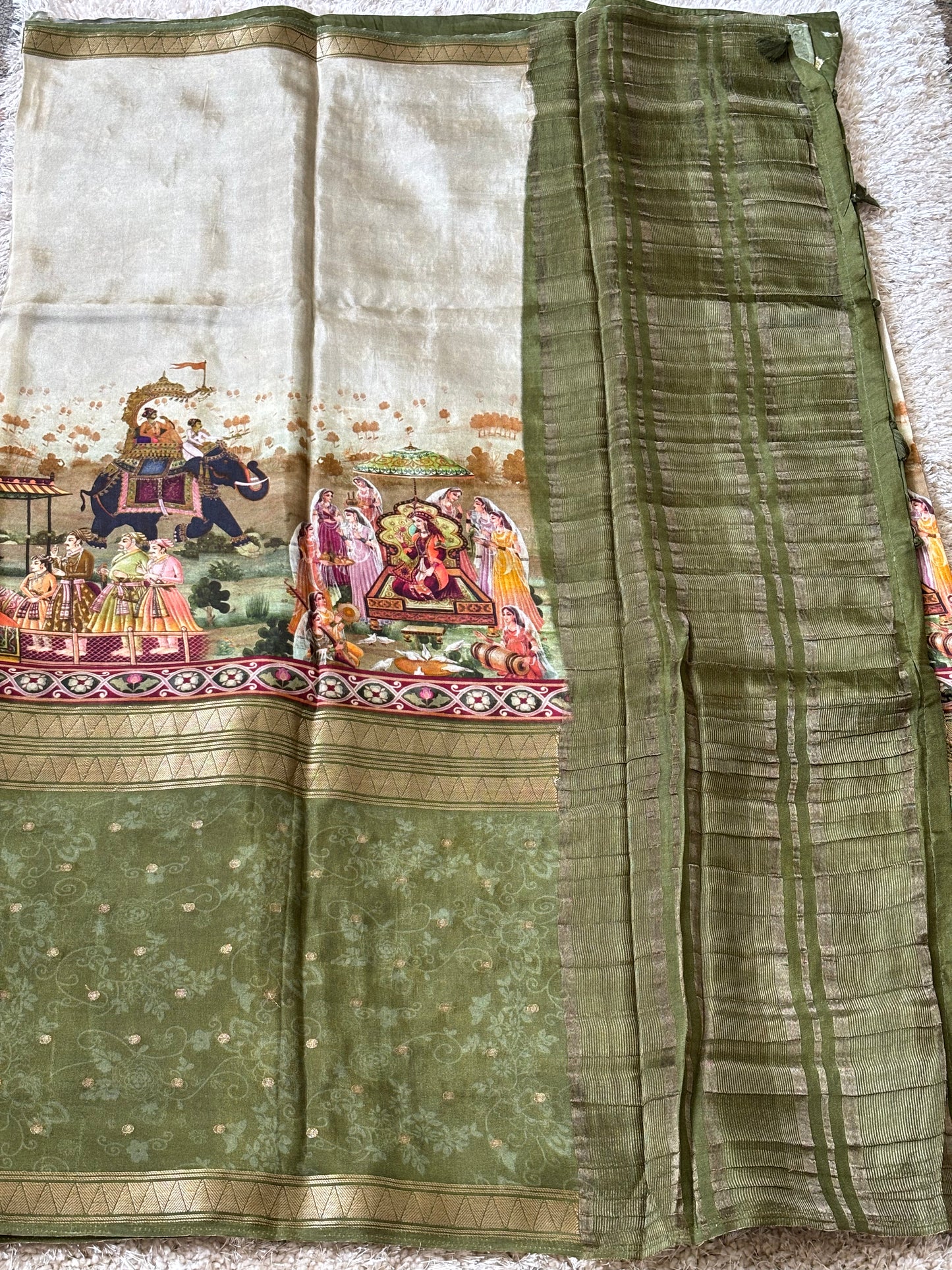 Digital Print Crepe Silk : Green - TN090