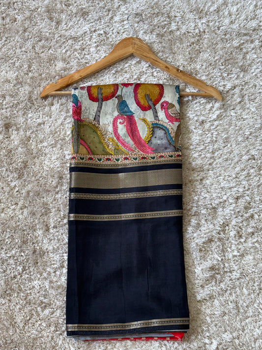 Digital Print Crepe Silk : Black & Red - TN091