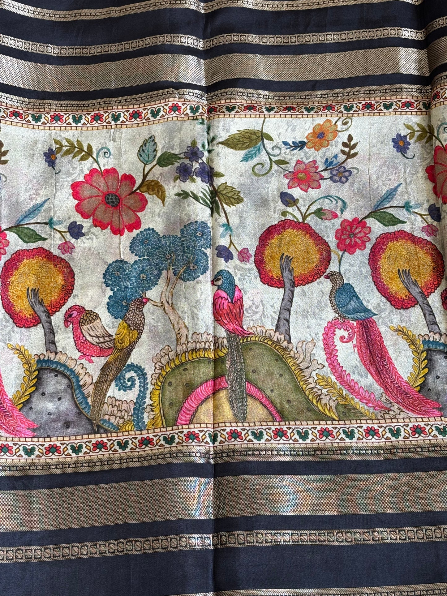 Digital Print Crepe Silk : Black & Red - TN091