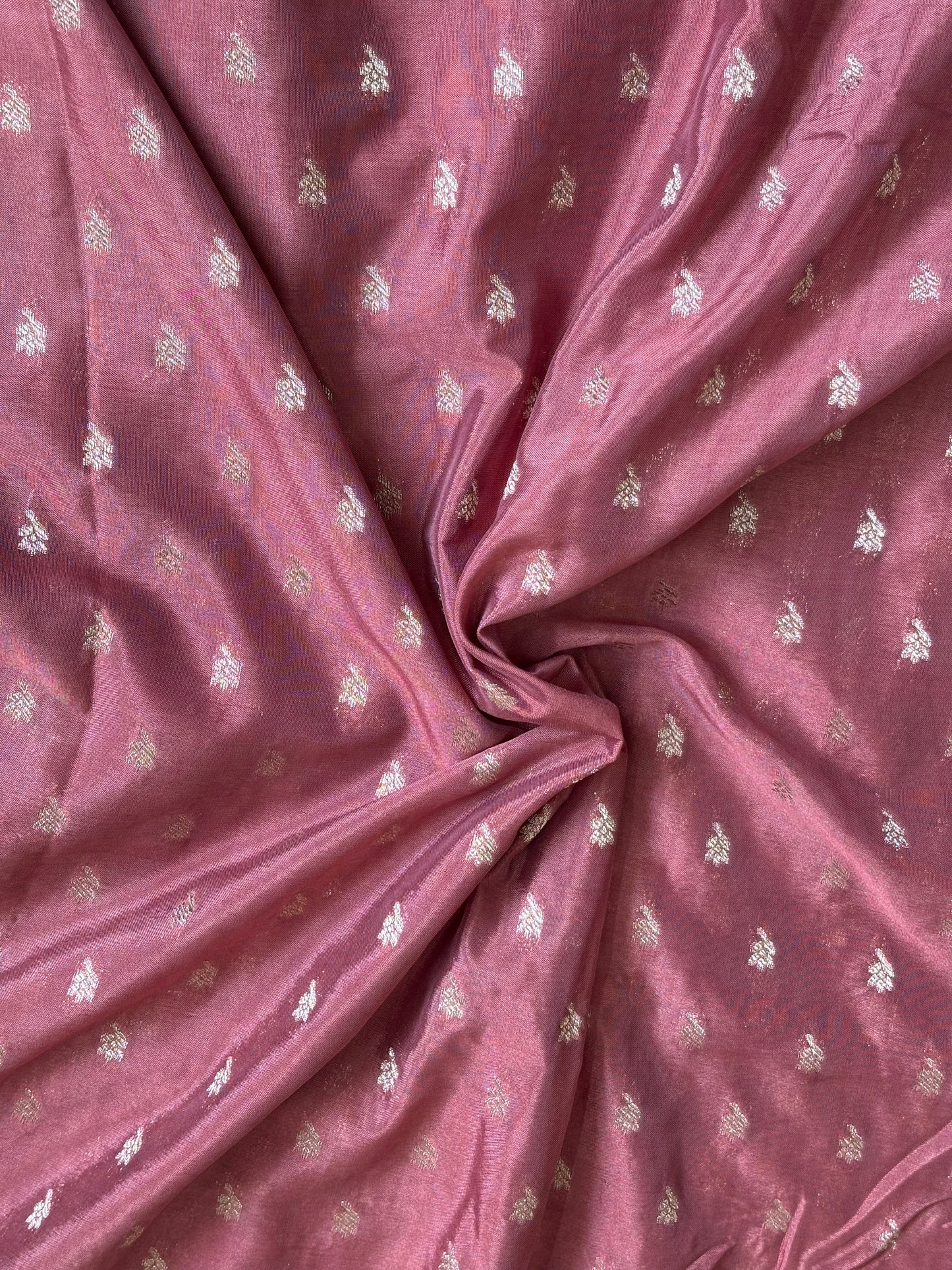 Khadi Banaras : Dusty Rose Pink with Purple Border - TN095