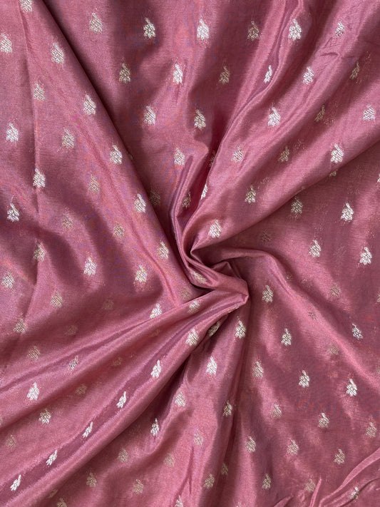 Khadi Banaras : Dusty Rose Pink with Purple Border - TN095