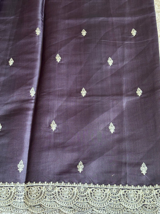 Tie Dye Satin Tussar with Scallop Work : TN097