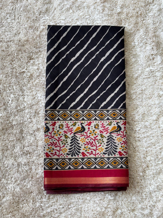 Soft Cotton Saree : Black - TN099