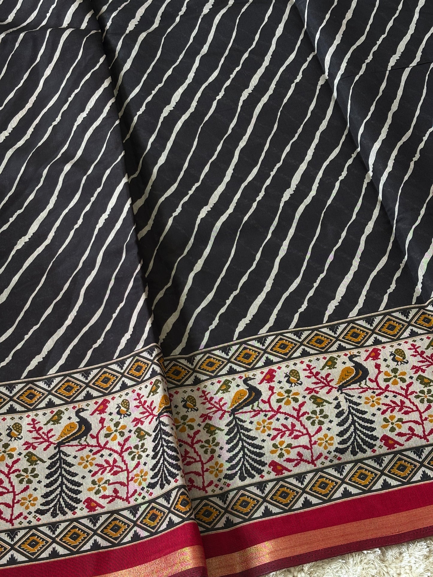 Soft Cotton Saree : Black - TN099