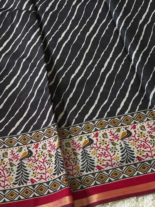 Soft Cotton Saree : Black - TN099