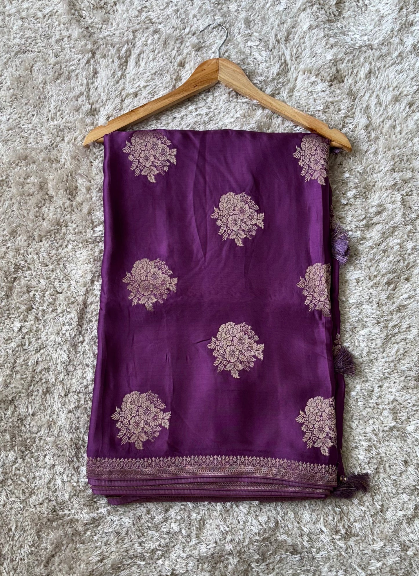 Premium Pure Satin Silk Saree : Lavender - TN105
