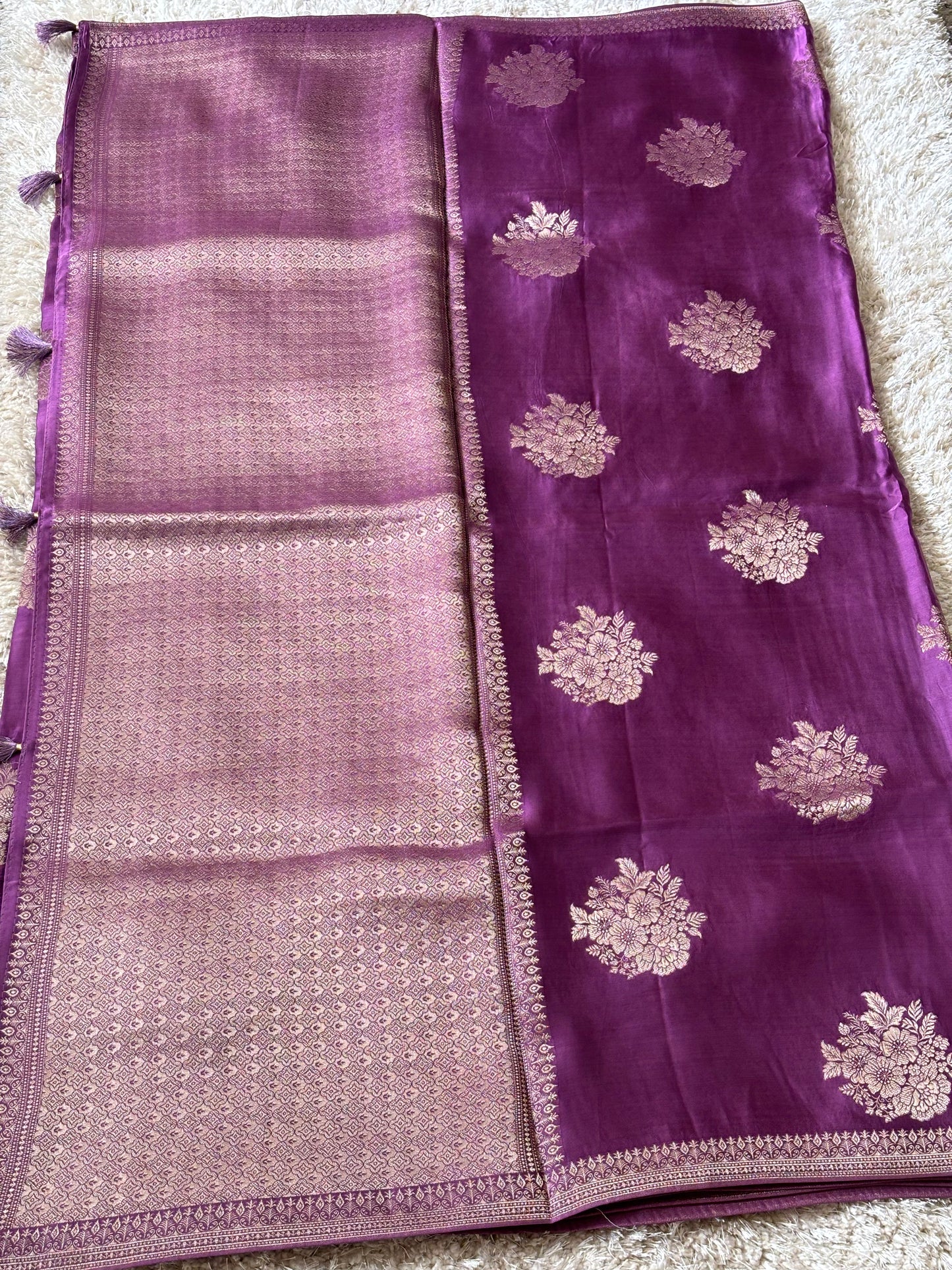 Premium Pure Satin Silk Saree : Lavender - TN105