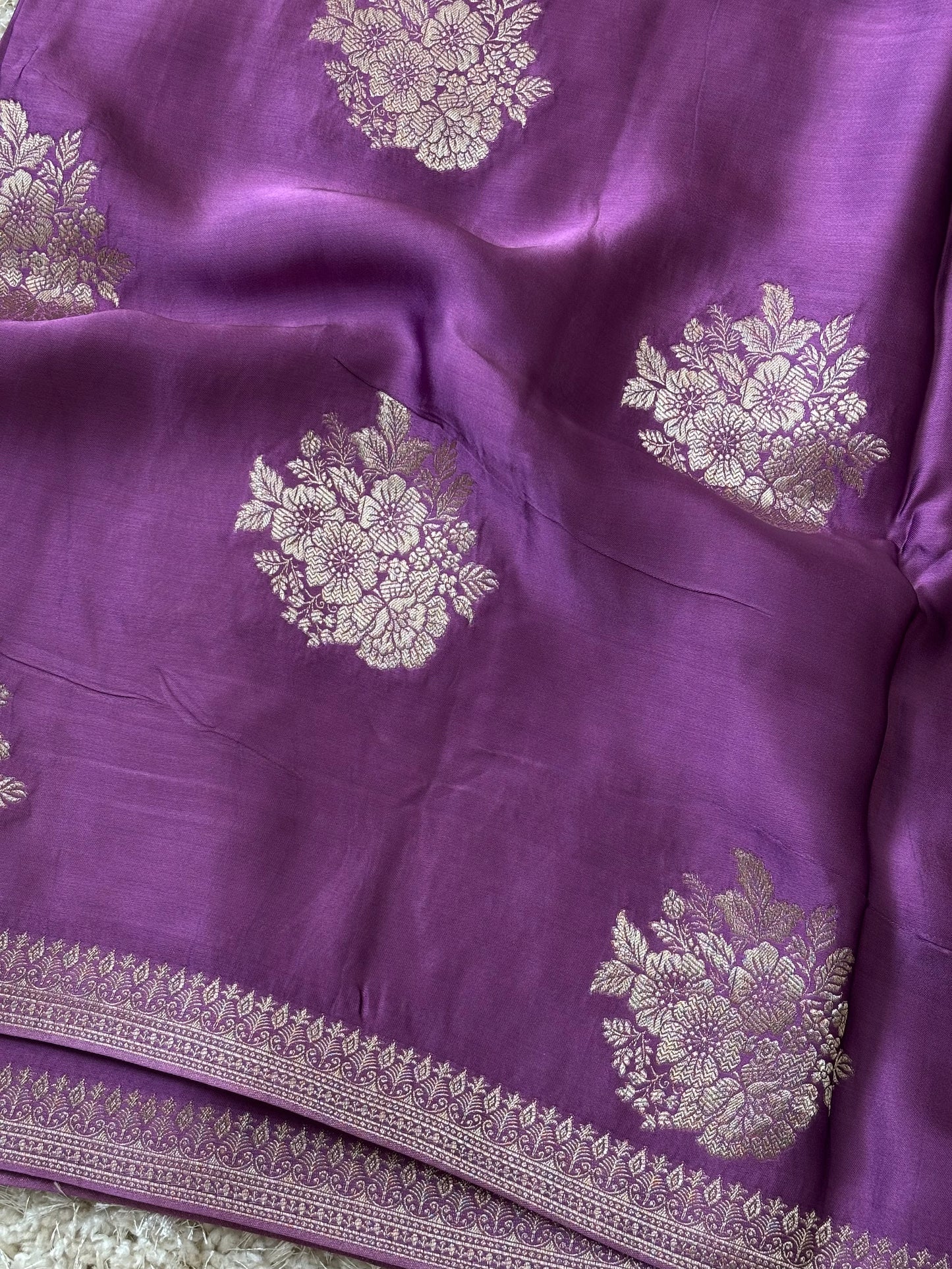 Premium Pure Satin Silk Saree : Lavender - TN105