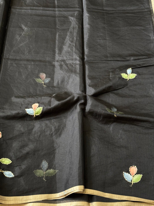 Pure Kota Silk Saree : Black - TN108