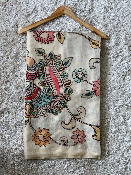 Pure Kota Silk Saree : Cream - TN107